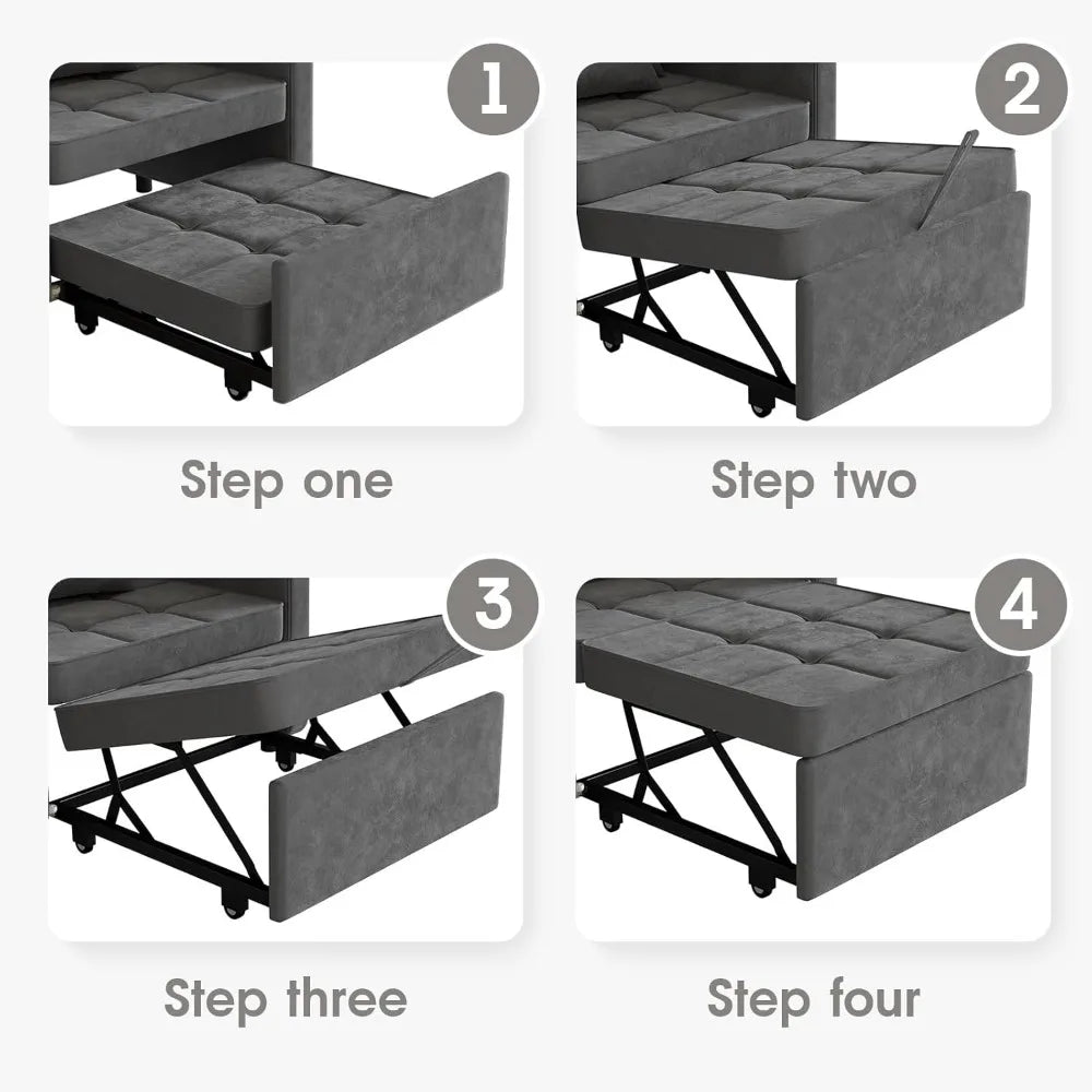 3-in-1 Velvet Sofa Bed with Wing Table and USB Ports (6 colors)