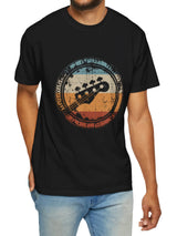 Men's Casual T-Shirt with Guitar Graphic