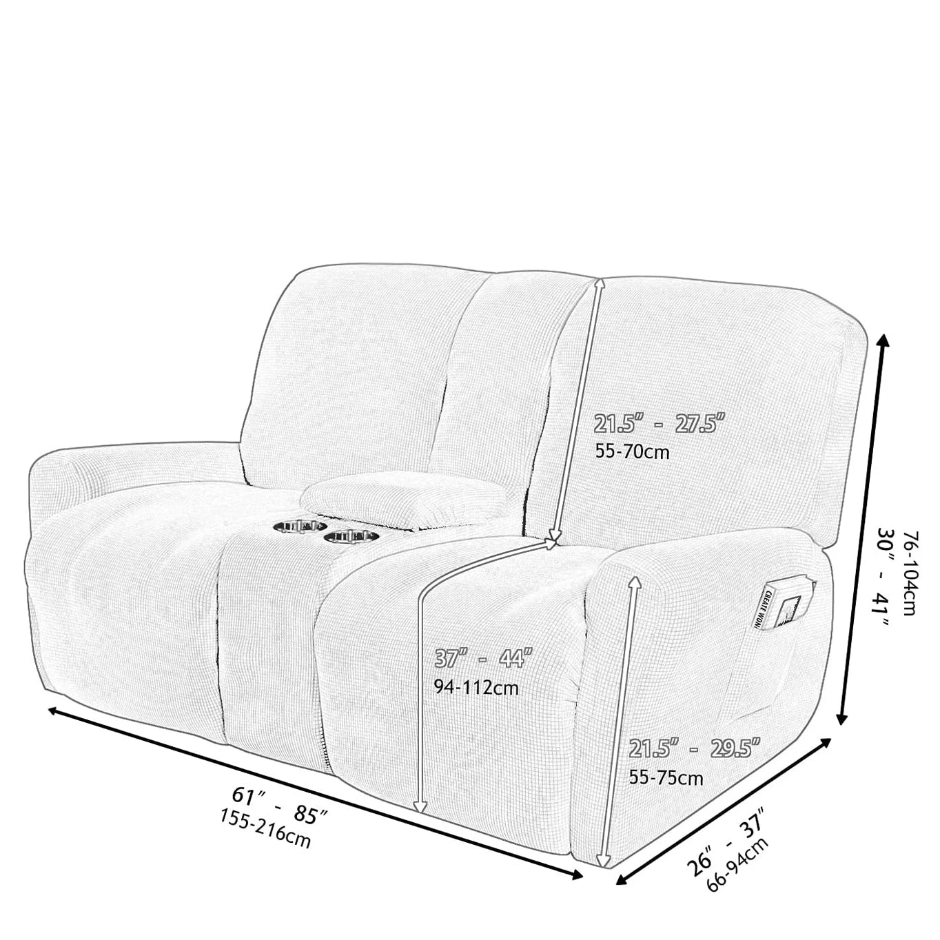 Recliner Loveseat Slipcovers with Cup Holder and Middle Console Cover
