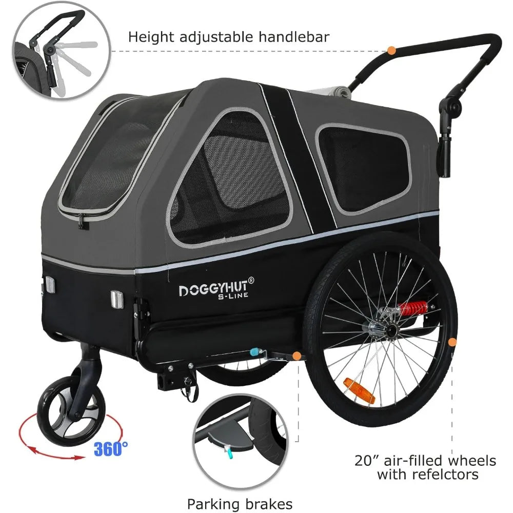 XL Pet Bike Trailer & Stroller for Dogs Up to 100 lbs