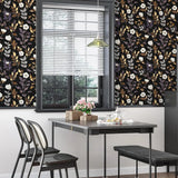 Vintage Gold Leaf Peel and Stick Dark Floral Wallpaper