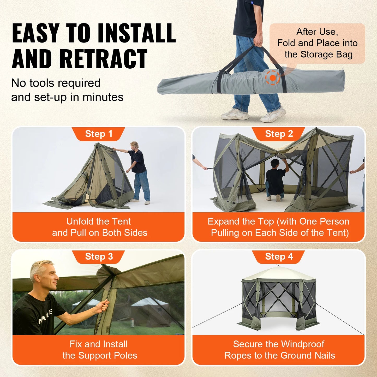 6x6 Pop-Up Screened Gazebo Tent