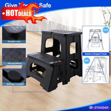 Folding 2-Step Stool, Anti-Slip Rubber Feet