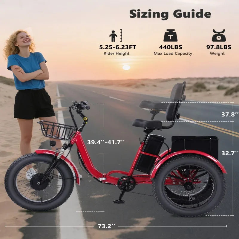 48V500W Electric Folding Tricycle for Adults