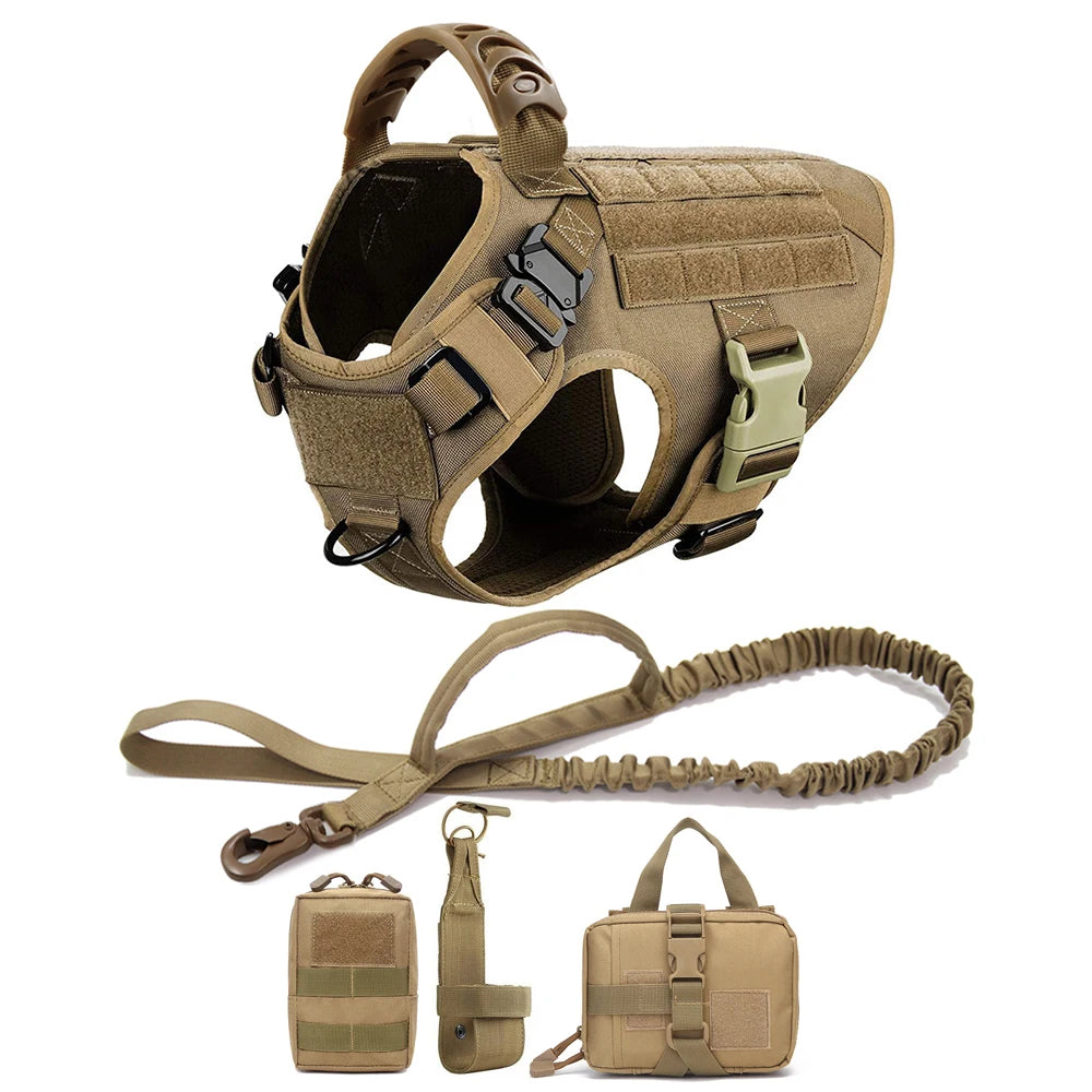Tactical Dog Harness, Leash, Bags Set