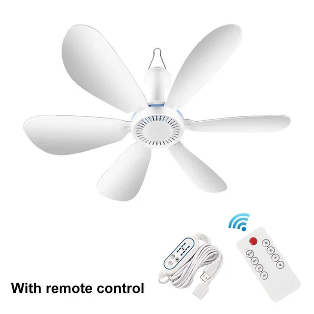 USB Ceiling Fan 6-blade Silent 4-speed with Remote