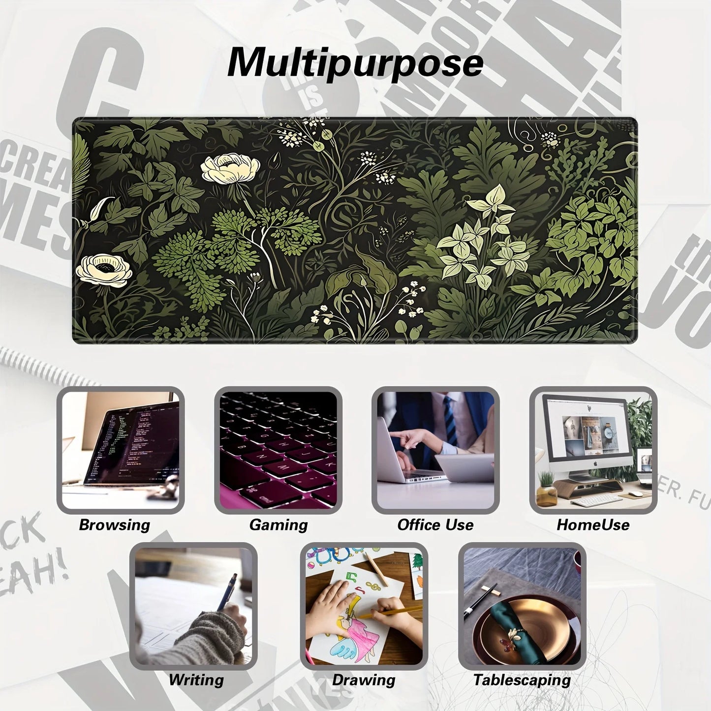 Botanical Floral Mouse Pads (10 Floral Colors Available)
