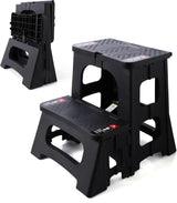 Folding 2-Step Stool, Anti-Slip Rubber Feet
