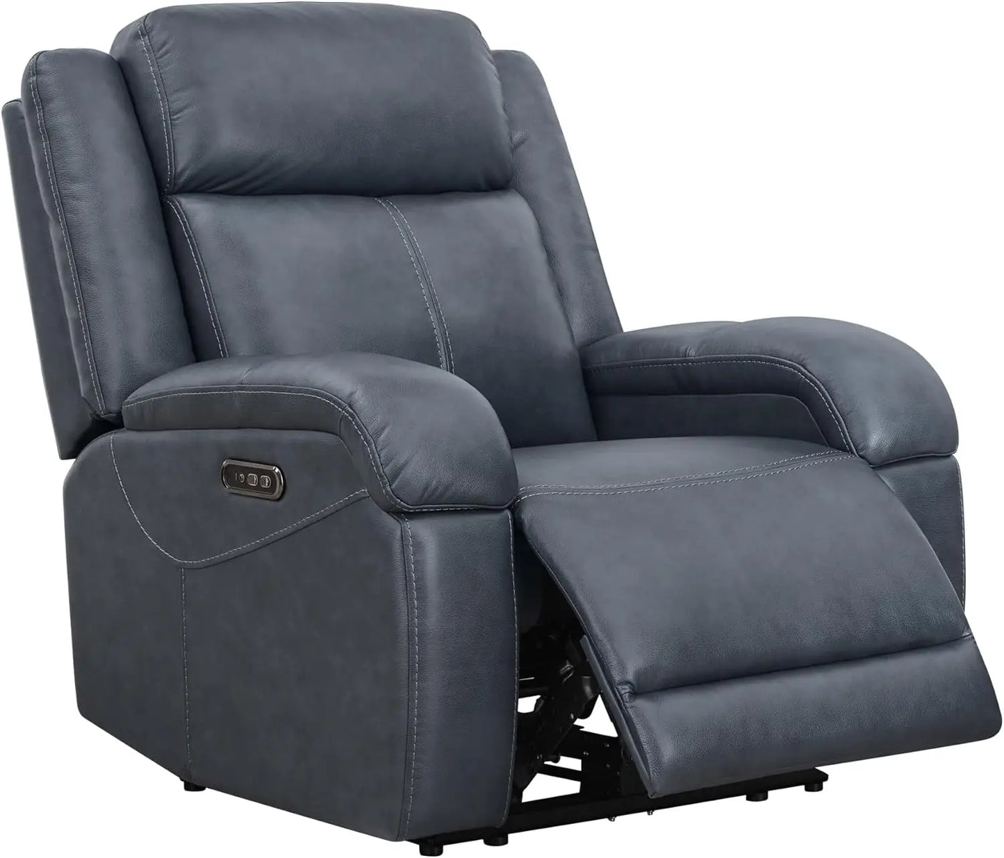Genuine Leather RV Power Recliner, Wall Hugger, Charging Ports