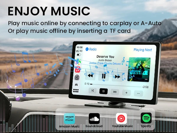 9-inch CarPlay 4K+1080P, 64GB memory
