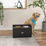 Dog Feeding Station with Storage Drawer