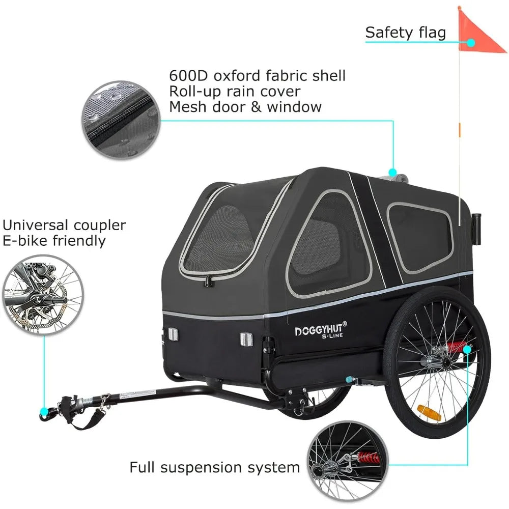 XL Pet Bike Trailer & Stroller for Dogs Up to 100 lbs