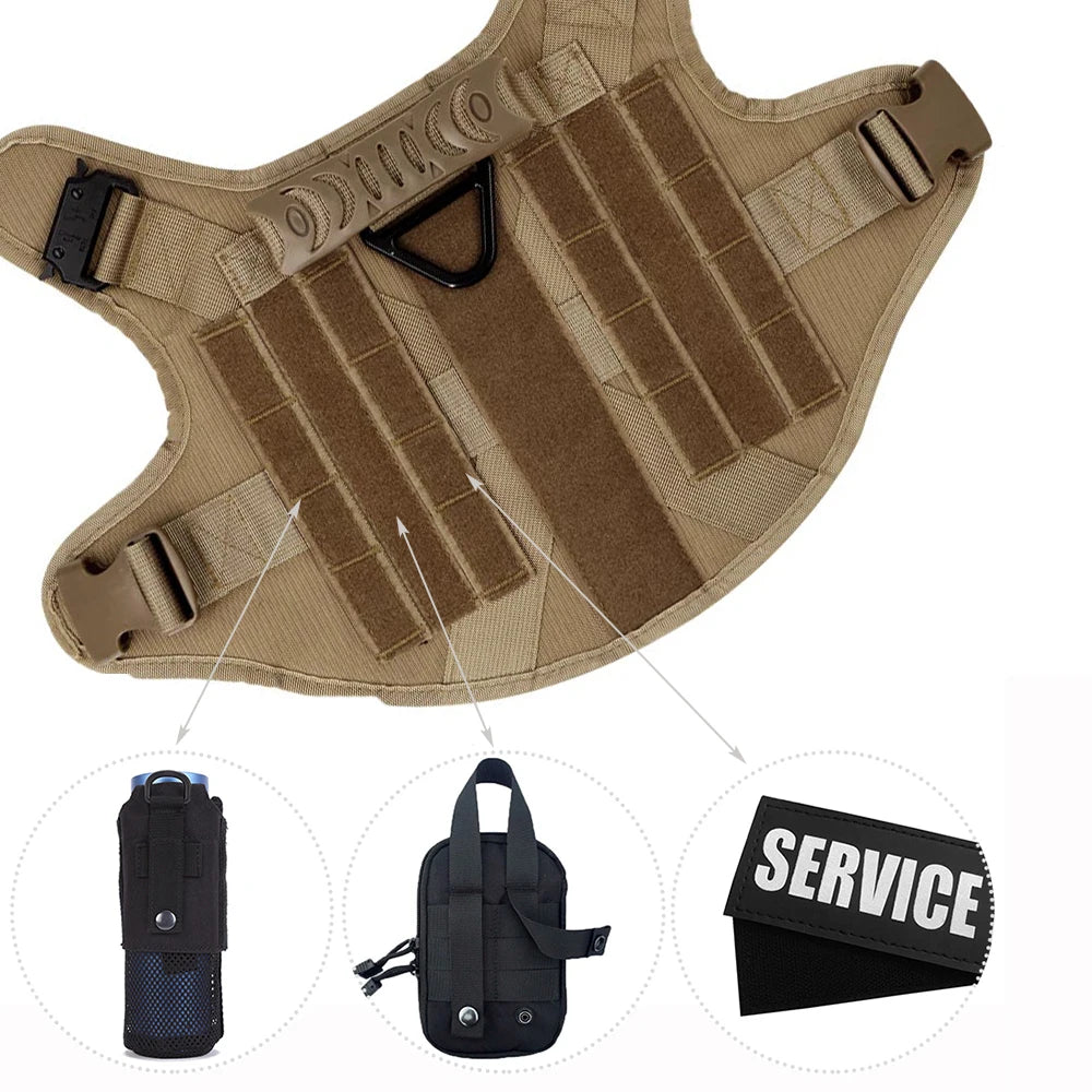 Tactical Dog Harness, Leash, Bags Set