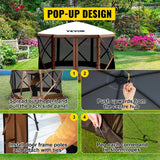 Pop-up Camping Gazebo 6-Sided, 12' x 12' / 10' x 10'