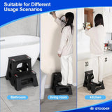Folding 2-Step Stool, Anti-Slip Rubber Feet