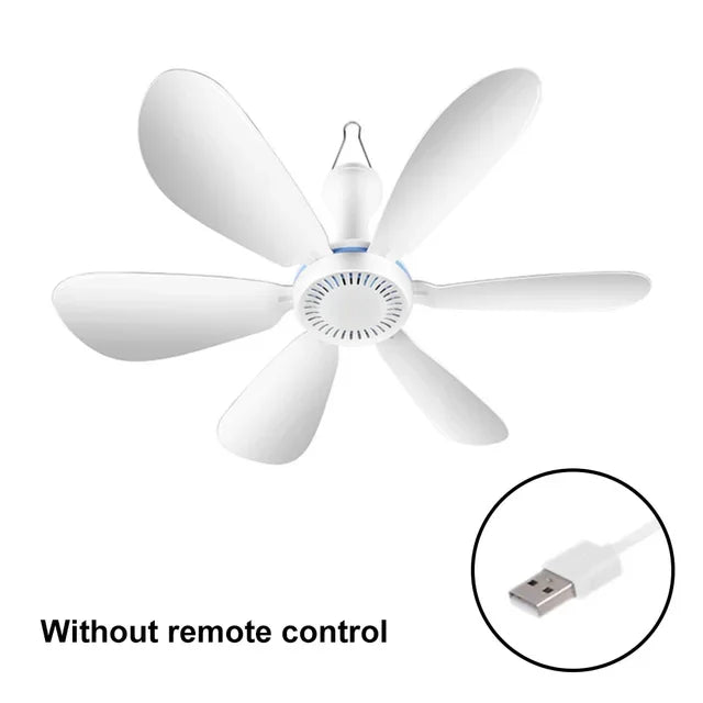 USB Ceiling Fan 6-blade Silent 4-speed with Remote