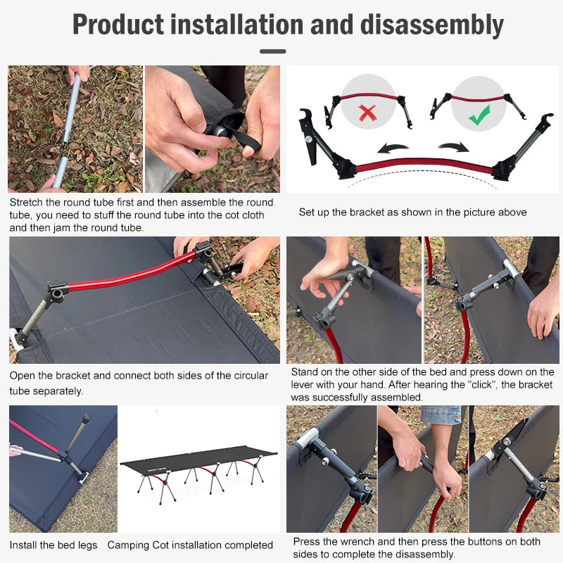 Ultralight Camping Cot with Leg Extenders