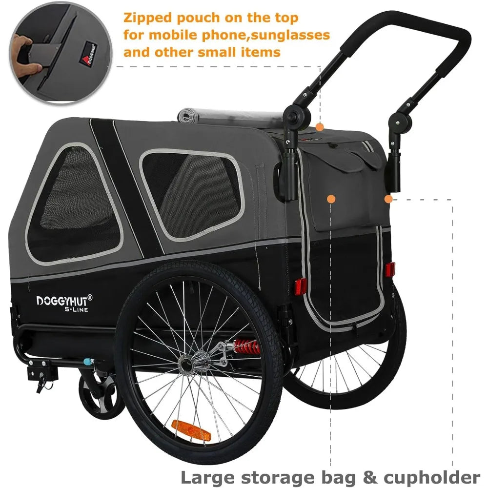 XL Pet Bike Trailer & Stroller for Dogs Up to 100 lbs