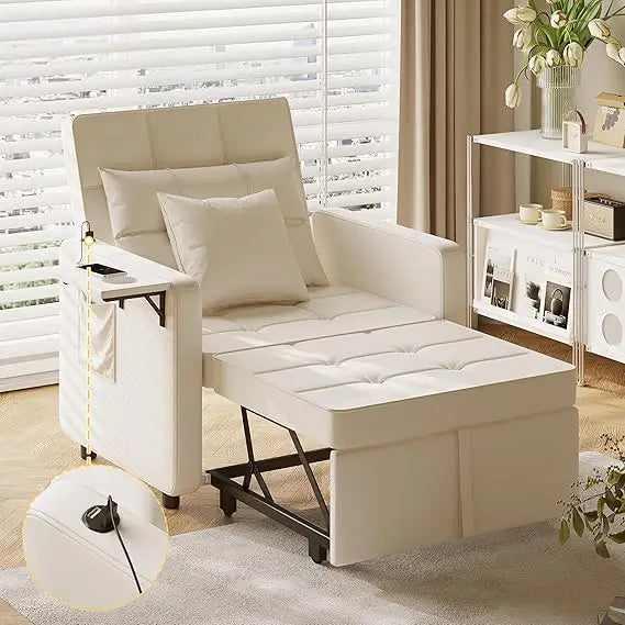 3-in-1 Velvet Sofa Bed with Wing Table and USB Ports (6 colors)