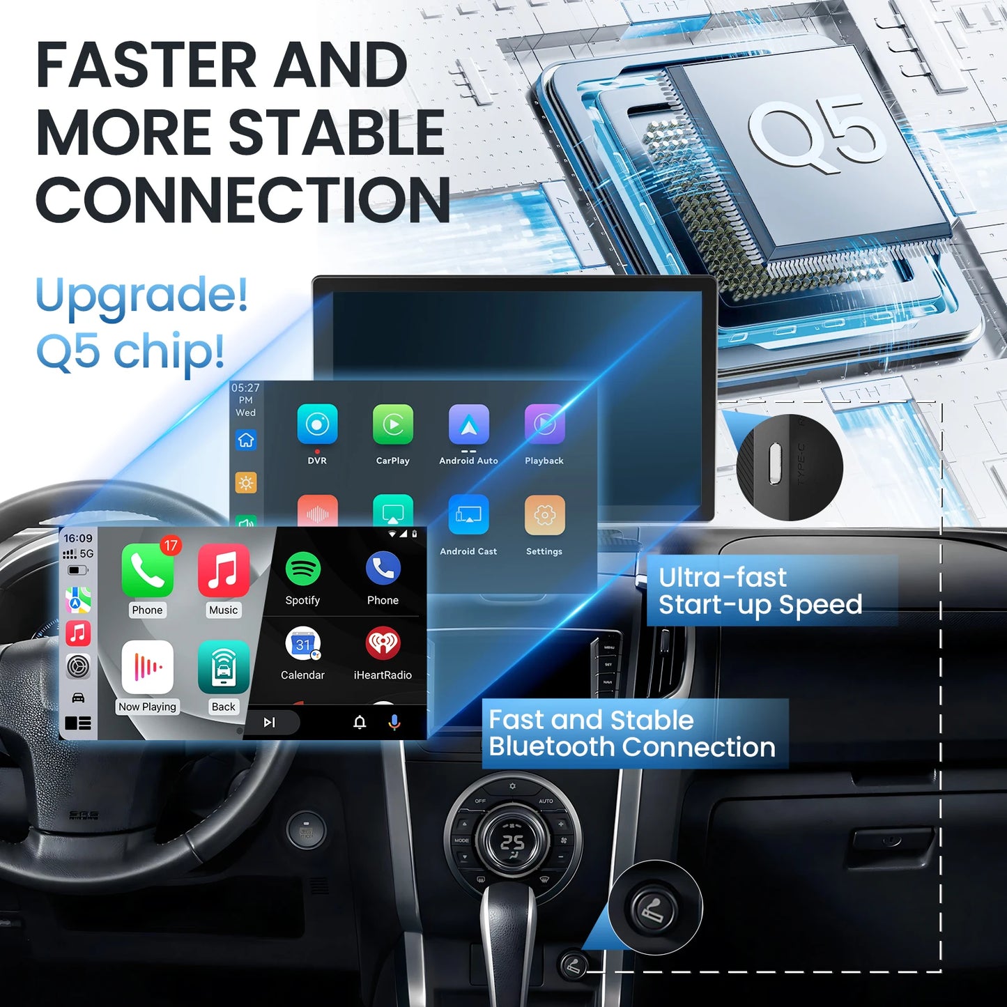9-inch CarPlay 4K+1080P, 64GB memory