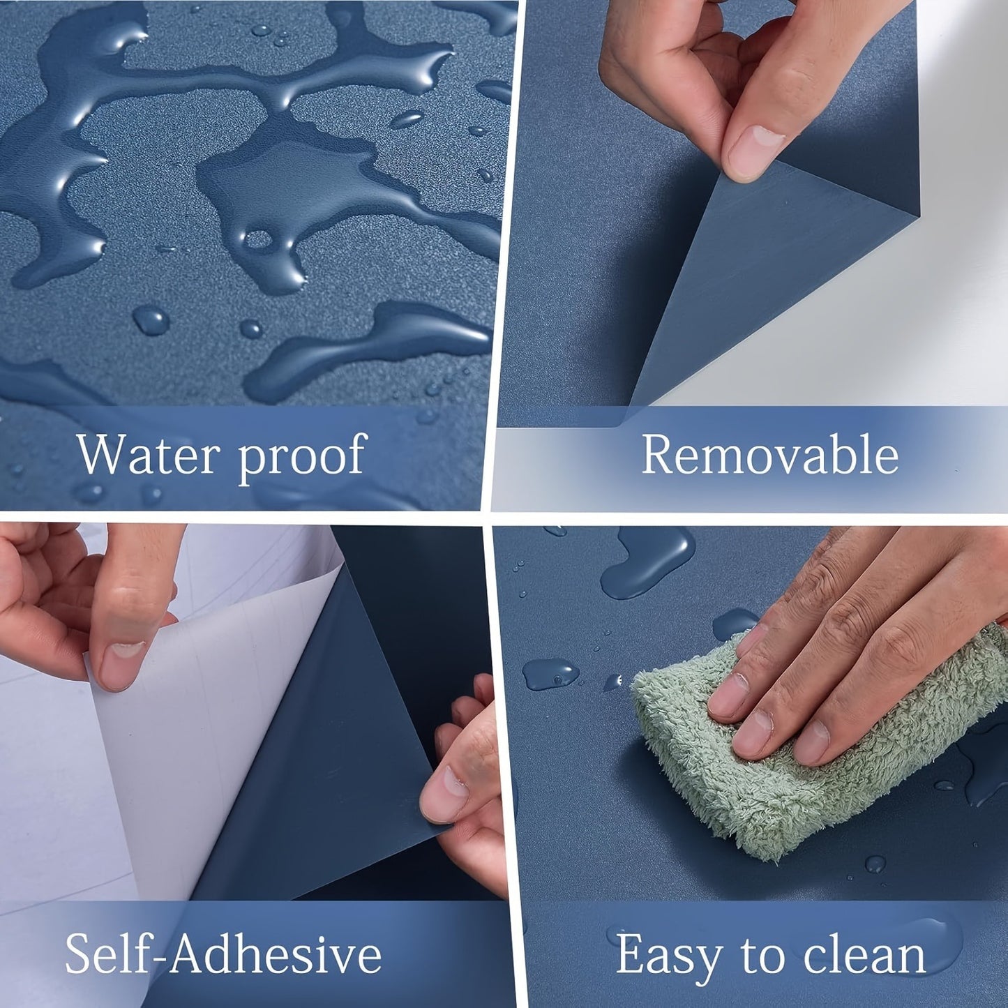 1 Roll Solid Dark Blue Thick Peel & Stick Wallpaper