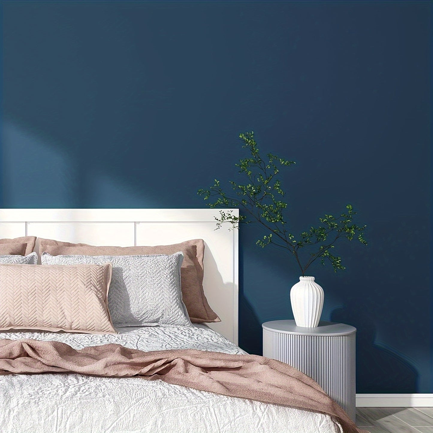 1 Roll Solid Dark Blue Thick Peel & Stick Wallpaper