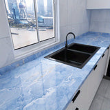 Blue Patterned Jade Stone Marble Wallpaper, Self-Adhesive