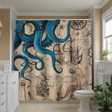 Nautical-Themed Octopus Polyester Shower Curtain