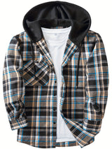 Men's Elegant Plaid Shirt - Button-Front Closure