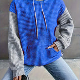 Comfy Plus Size Women's Casual Waffle Color Block Hoodie
