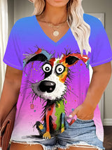 Plus Size Women's Casual Puppy Graphic T-Shirt