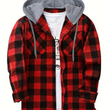 Men's Casual Plaid Hoodie Shirt