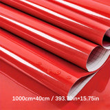 1 Roll of Thickened Red High-Gloss Self-Adhesive Wallpaper 196.85inx15.75in & 393.70inx15.75in