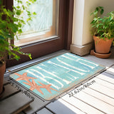 1pc Coastal Beach Themed Washable Polyester Doormat with Starfish Design