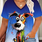 Plus Size Women's Casual Puppy Graphic T-Shirt