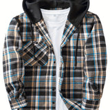 Men's Elegant Plaid Shirt - Button-Front Closure
