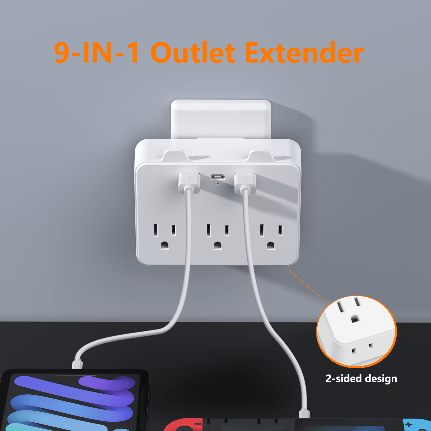 Power Strip with 3 USB Ports (1 USB-C), 6 Outlets