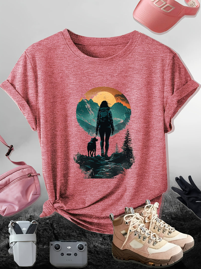 Women's Sunset Hiker Graphic Outdoor T-Shirt