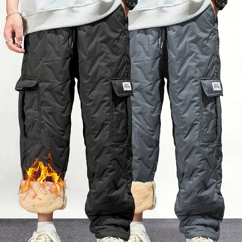 Men's Heavy-Duty Winter Cargo Pants - Thermal Insulated Work Trousers
