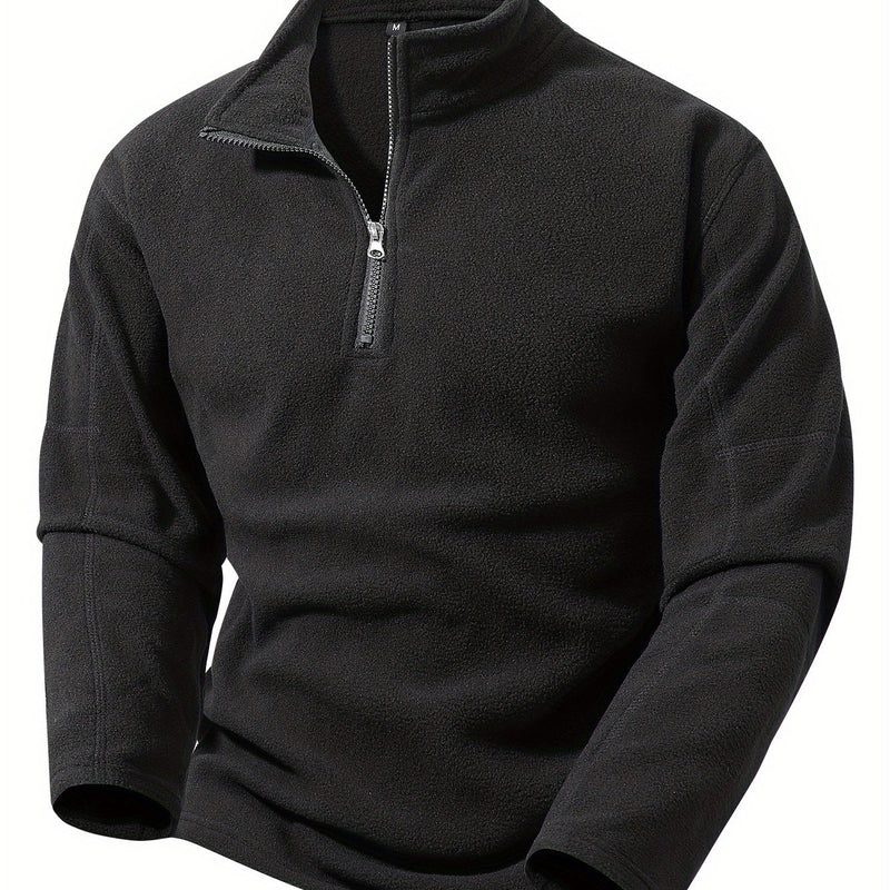 Men's Half-Zip Standing Collar Sweatshirt - Thermal Pullover