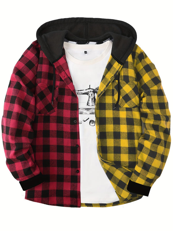Men's Casual Plaid Hoodie Shirt