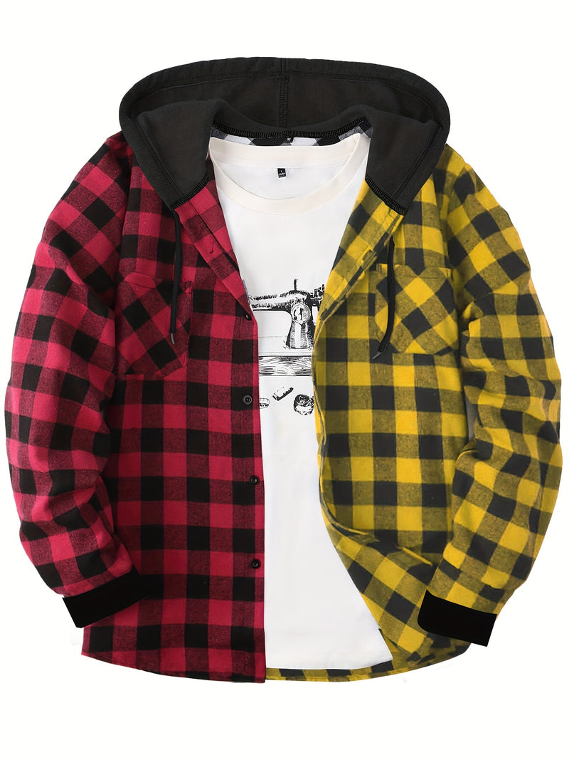 Men's Casual Plaid Hoodie Shirt