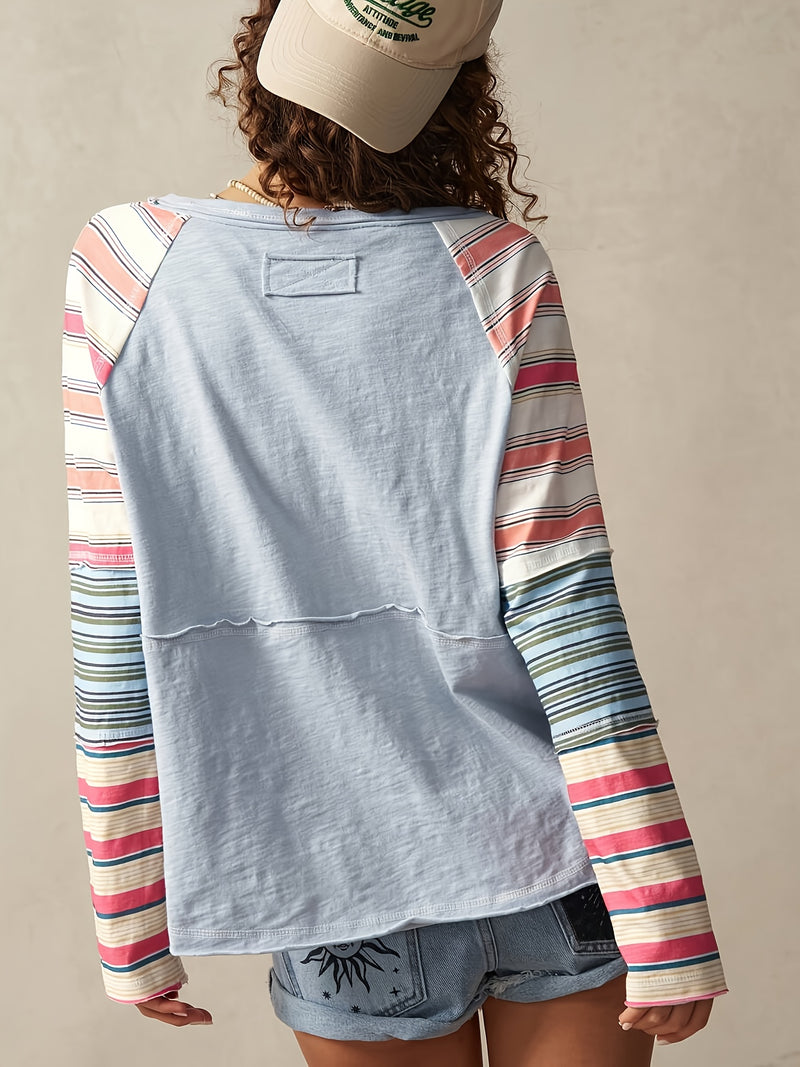 Women's Pastel & Multicolor Raglan Sleeve T-Shirt