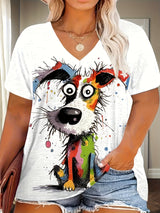 Plus Size Women's Casual Puppy Graphic T-Shirt