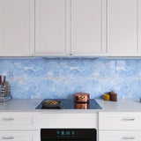 Blue Patterned Jade Stone Marble Wallpaper, Self-Adhesive