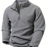Men's Half-Zip Standing Collar Sweatshirt - Thermal Pullover