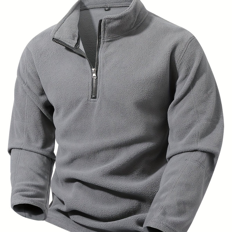 Men's Half-Zip Standing Collar Sweatshirt - Thermal Pullover