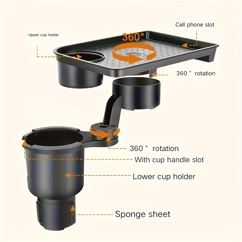 Adjustable Center Console Storage Shelf with Cup Holders