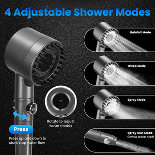 Portable camping shower pump with built-in 6000mAh rechargeable battery
