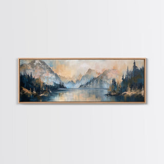 Mountain Lake Reflection Framed Canvas Print